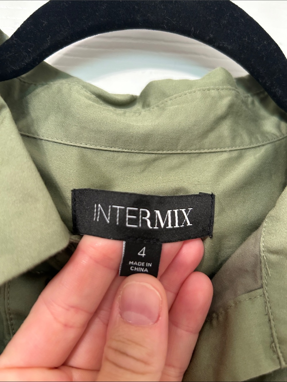 Intermix Olive Green Tie-Waist Mini Shirt Dress - Picture 3 of 8